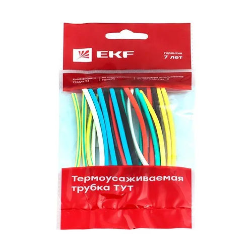 Набор трубок термоусадочных ТУТ нг тонкостен. 4/2 (7 цветов по 3шт 100мм) EKF tut-n-4 Набор трубок термоусадочных ТУТ нг тонкостен. 4/2 (7 цветов по 3шт 100мм) EKF tut-n-4