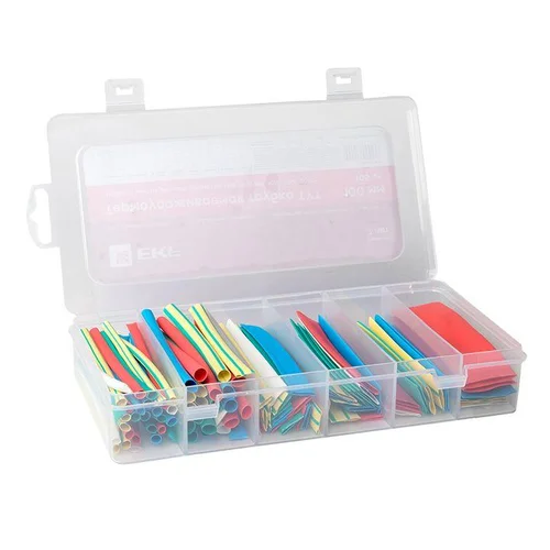 Набор трубок термоусадочных ТУТ 4/2; 6/3; 8/4; 10/5; 12/6; 20/10 100мм бокс 5 цветов 105шт PROxima E