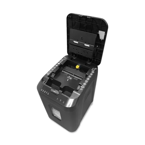 Уничтожитель документов ГЕЛЕОС АП40-4, DIN P-4 (4 ур-нь секр.), фрагмент 3,9х12мм, АВТОПОДАЧА 180 лист (70г/м2), пл.карты/скрепки/скобы, 37 литров