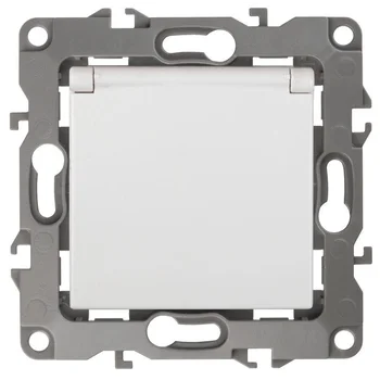 Розетка 1-м СП Эра12 12-2103-01 16А IP20 16AX 250В 2P+E Schuko защ. шторки с крышкой механизм бел. Э