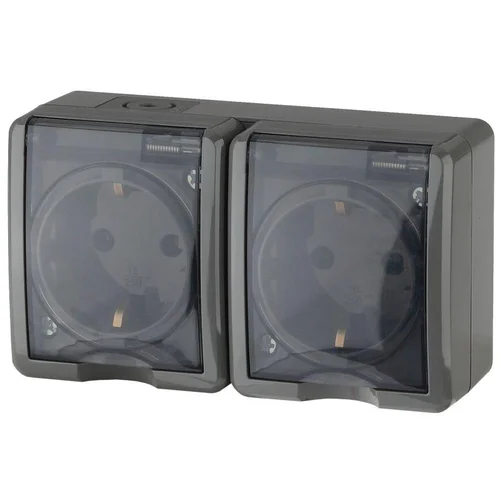 Розетка 2-м ОП Эра Эксперт 11-2404-03 16А IP54 16AX 250В 2х2P+E защ. шторки сер. Эра Б0020719