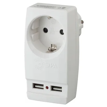 Адаптер 1-м с заземл. Polynom SP-1e-USB-W 220В 2хUSB 2100мА бел. Эра Б0026332 Адаптер 1-м с заземл. Polynom SP-1e-USB-W 220В 2хUSB 2100мА бел. Эра Б0026332