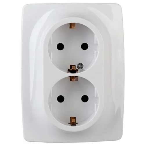 Розетка 2-м СП Эра12 12-2106-01 16А IP20 16AX 250В 2х2P+E Schuko бел. Эра Б0031228