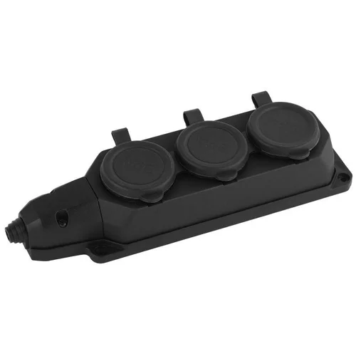 Колодка удлинителя 3-м с заземл. 16А IP44 K-3e-B-IP44 каучук черн. Эра Б0044545