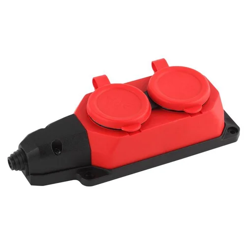 Колодка удлинителя 2-м с заземл. 16А IP44 K-2e-RED-IP44 каучук красн. Эра Б0044551