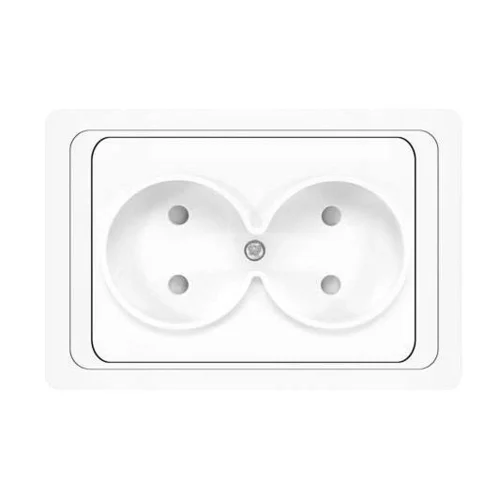 Розетка 2-м СП Валери 16А IP20 без заземл. защ. шторки бел. UNIVersal В0102x