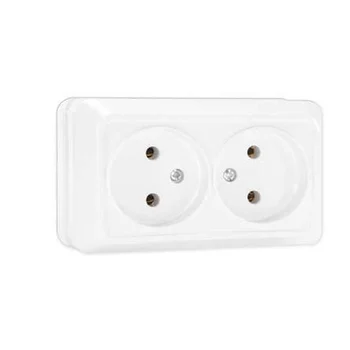 Розетка 2-м ОП Олимп 16А IP20 без заземл. бел. UNIVersal О0102